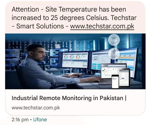 Techstar SMS Alerts Online Temperature Monitoring Alerts